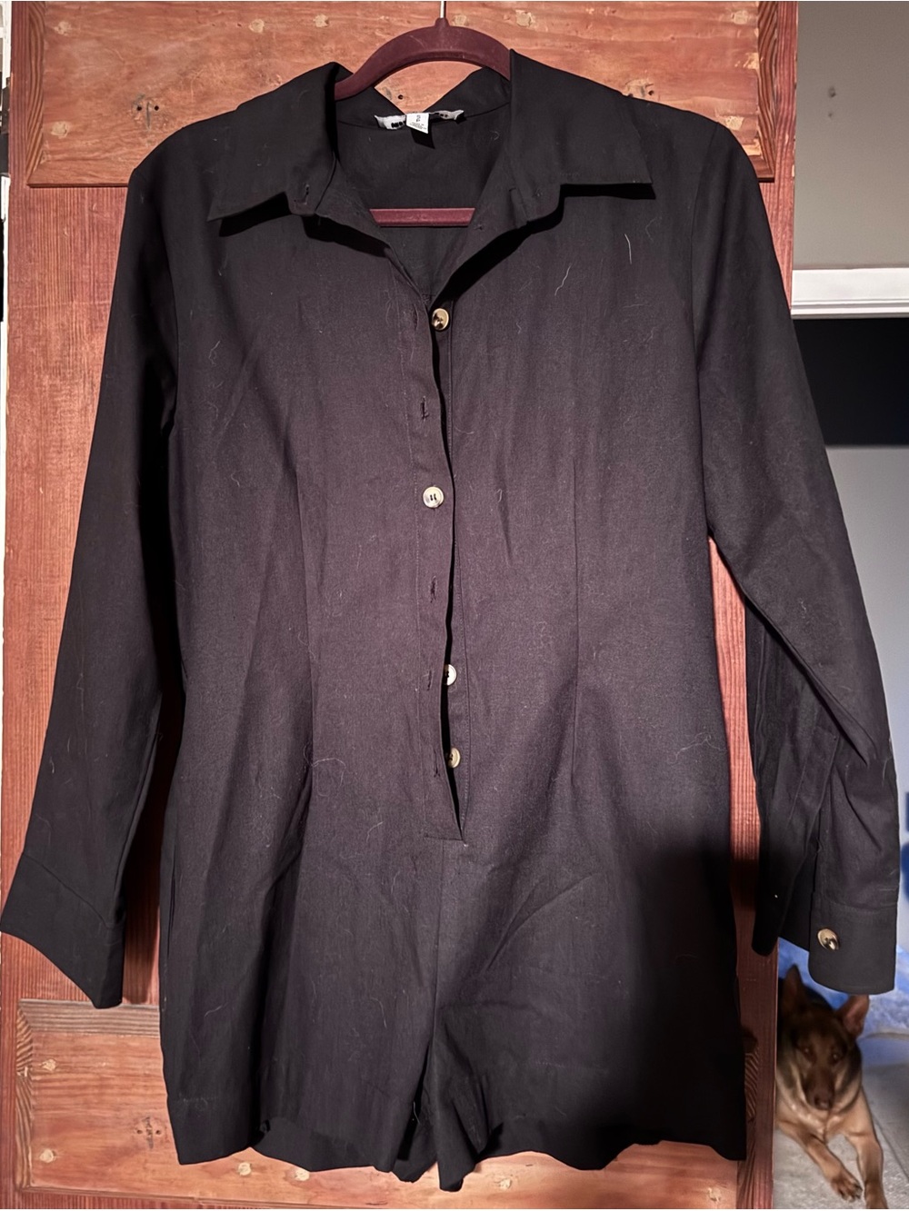 Urban Outfitters Black Button-Front long sleeved Jumpsuit romper short fit